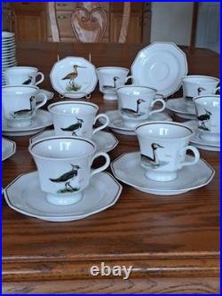 Dutch 3 Piece Demitasse Teacup, Saucer & Dessert Plate Hollandse Bird Pattern