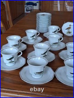 Dutch 3 Piece Demitasse Teacup, Saucer & Dessert Plate Hollandse Bird Pattern