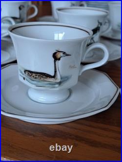 Dutch 3 Piece Demitasse Teacup, Saucer & Dessert Plate Hollandse Bird Pattern