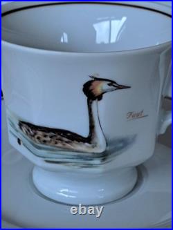 Dutch 3 Piece Demitasse Teacup, Saucer & Dessert Plate Hollandse Bird Pattern