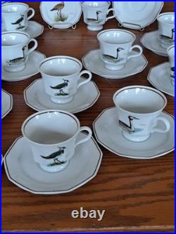 Dutch 3 Piece Demitasse Teacup, Saucer & Dessert Plate Hollandse Bird Pattern