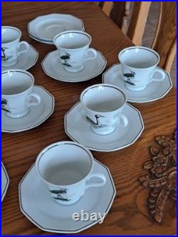 Dutch 3 Piece Demitasse Teacup, Saucer & Dessert Plate Hollandse Bird Pattern