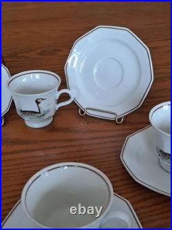 Dutch 3 Piece Demitasse Teacup, Saucer & Dessert Plate Hollandse Bird Pattern