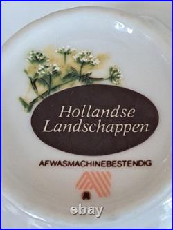 Dutch 3 Piece Demitasse Teacup, Saucer & Dessert Plate Hollandse Bird Pattern