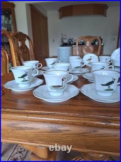 Dutch 3 Piece Demitasse Teacup, Saucer & Dessert Plate Hollandse Bird Pattern