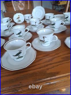 Dutch 3 Piece Demitasse Teacup, Saucer & Dessert Plate Hollandse Bird Pattern