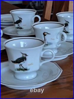 Dutch 3 Piece Demitasse Teacup, Saucer & Dessert Plate Hollandse Bird Pattern