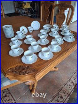 Dutch 3 Piece Demitasse Teacup, Saucer & Dessert Plate Hollandse Bird Pattern