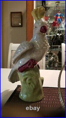 Dynasty Pair Chinese Porcelain Parrot Figurines Birds Cockatoo signed VTG
