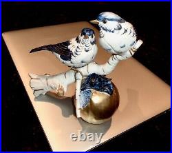 EDOARDO TASCA- BLUEBIRDS & GOLDEN APPLE- IT. Capodimonte- (Anniversary-Wedding)