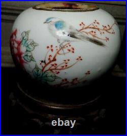 Early 19th Century China Porcelain Small Ginger Jar Bird On Flower Marked CHINA
