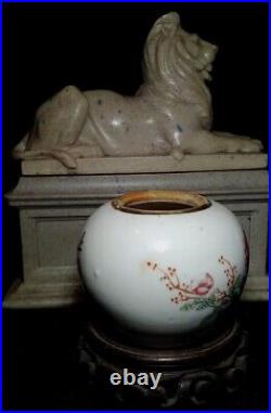 Early 19th Century China Porcelain Small Ginger Jar Bird On Flower Marked CHINA