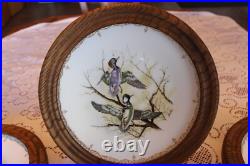 Edward Marshall Boehm Water Bird Bone China Plates Set Of 4 Wooden Framed
