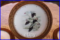 Edward Marshall Boehm Water Bird Bone China Plates Set Of 4 Wooden Framed