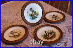 Edward Marshall Boehm Water Bird Bone China Plates Set Of 4 Wooden Framed