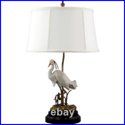 Egret Bird Porcelain Table Lamp-27''H