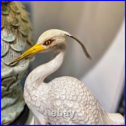 Egret Bird Porcelain Table Lamp-27''H