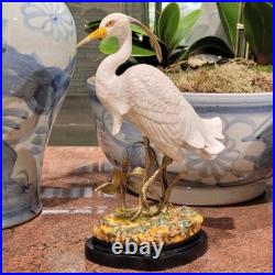 Egret Bird Porcelain Table Lamp-27''H