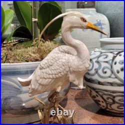 Egret Bird Porcelain Table Lamp-27''H