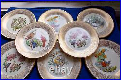 Eight (8) Lenox Boehm Birds Dinner Plates 1970's