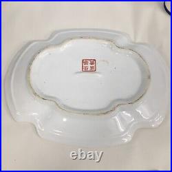 Enamel Large Chinese Porcelain Platter Canton Family Birds Yellow 4lbs