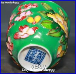 Enamel Porcelain Crane Bird Plum blossom Flower Wine Tea Pot Flagon Cup Tray Set