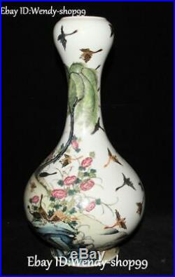 Enamel Porcelain Willow Tree Peony Flower Duck Crane Magpie Bird Vase Bottle Jar