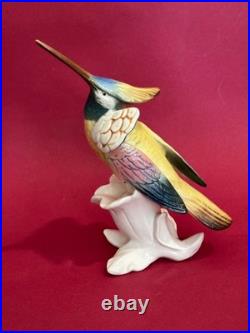 Ens Porcelain Figurine Hummingbird on Flower Plinth 16 cm, Hand-Painted