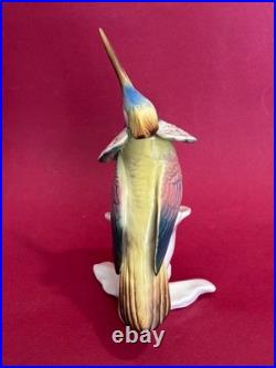 Ens Porcelain Figurine Hummingbird on Flower Plinth 16 cm, Hand-Painted