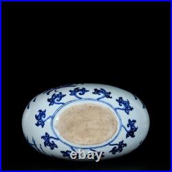 Estate Chinese Handmade Painting Blue White Porcelain Bird Flat Vase