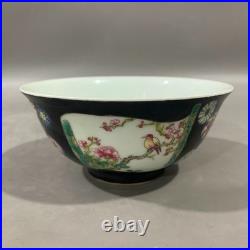 Estate Collectable Art Hand Painting Famille Rose Porcelain Flowers Bird Bowl