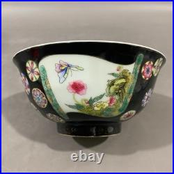 Estate Collectable Art Hand Painting Famille Rose Porcelain Flowers Bird Bowl