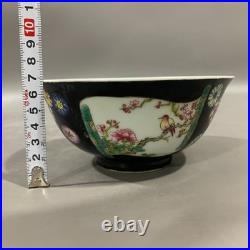 Estate Collectable Art Hand Painting Famille Rose Porcelain Flowers Bird Bowl
