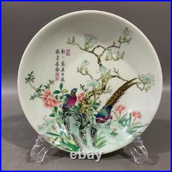 Estate Collectable Art Hand Painting Famille Rose Porcelain Flowers Bird Plate