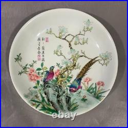Estate Collectable Art Hand Painting Famille Rose Porcelain Flowers Bird Plate
