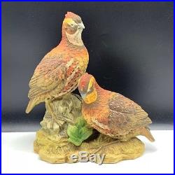 Ethan Allen figurine statue sculpture bird Japan red orange quail pair porcelain