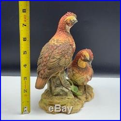 Ethan Allen figurine statue sculpture bird Japan red orange quail pair porcelain