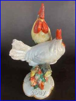 Exceptional Signed Rooster and Hen Ceramic Sculpture by Guido Cacciapuoti