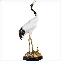 Exquisite Bronze Ormolu Porcelain Crane Bird Statue/Figurine, 21''H