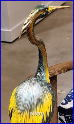 Exquisite Porcelain Bronze Shore Bird Figurine Sculpture-17''Tall