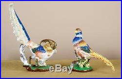 Exquisite Porcelain Pheasants Birds Pair Figurines Sculpture/Statue, Home Decor