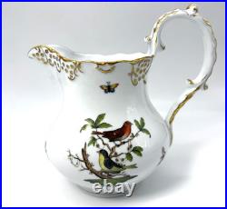 Exquisite Rare Herend Rothschild Porcelain Bird Gold Border Large Pitcher