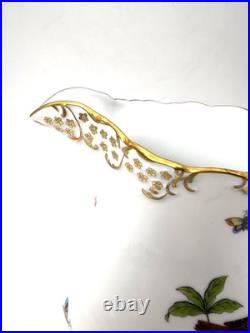 Exquisite Rare Herend Rothschild Porcelain Bird Gold Border Large Pitcher