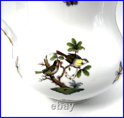 Exquisite Rare Herend Rothschild Porcelain Bird Gold Border Large Pitcher