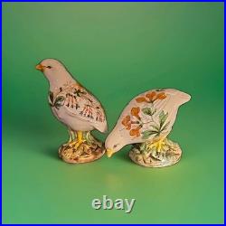 Extremely Rare Antique Italian Hand-Painted Porcelain Bird Figurines