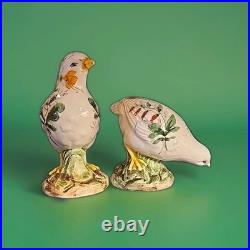 Extremely Rare Antique Italian Hand-Painted Porcelain Bird Figurines