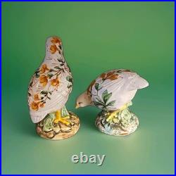 Extremely Rare Antique Italian Hand-Painted Porcelain Bird Figurines