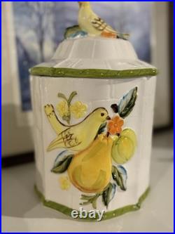 FLAWLESS Vintage Lefton Bird And Pear 4- Canister Set Made In Japan