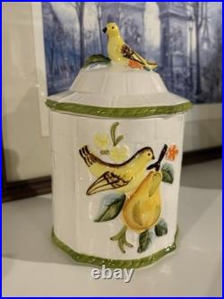 FLAWLESS Vintage Lefton Bird And Pear 4- Canister Set Made In Japan