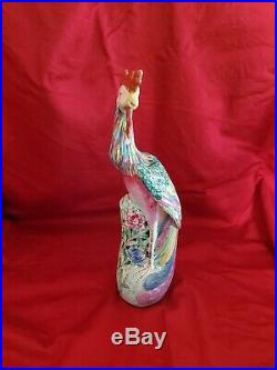 Famille Rose Chinese Porcelain Phoenix Bird Figure